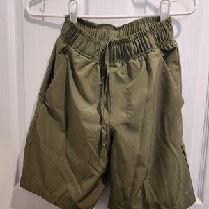 Olive Green Men's Shorts Front Pockets With Extra Zippered Pocket Right Side